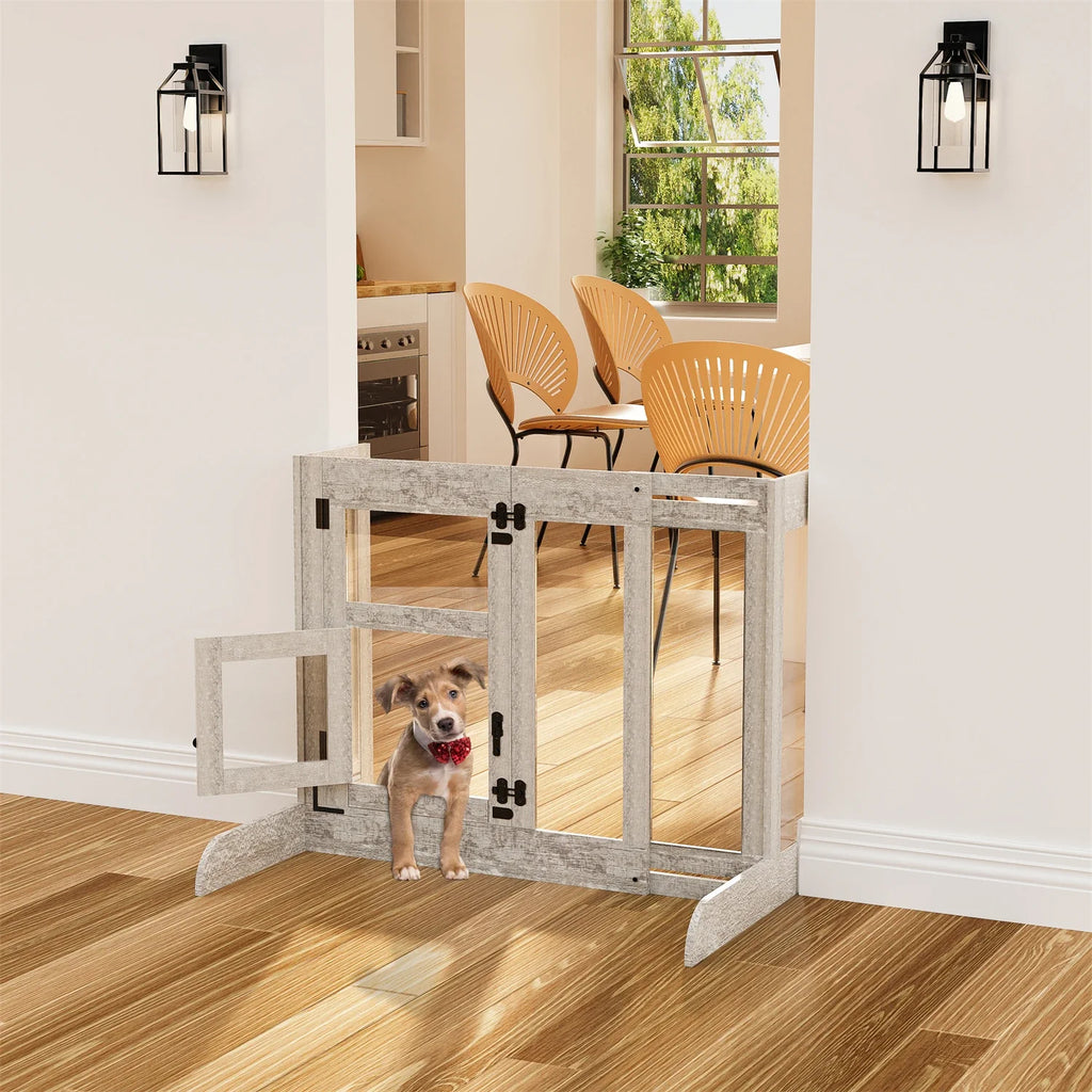 Tempered Glass Dog Gate Adjustable Length From 77 to 100cm Pet Door Gate Barrier Fence Panels