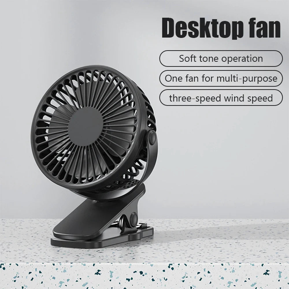 Clip On Fan USB Rechargeable Mini Coog Desk Baby Stroller Portable Handheld