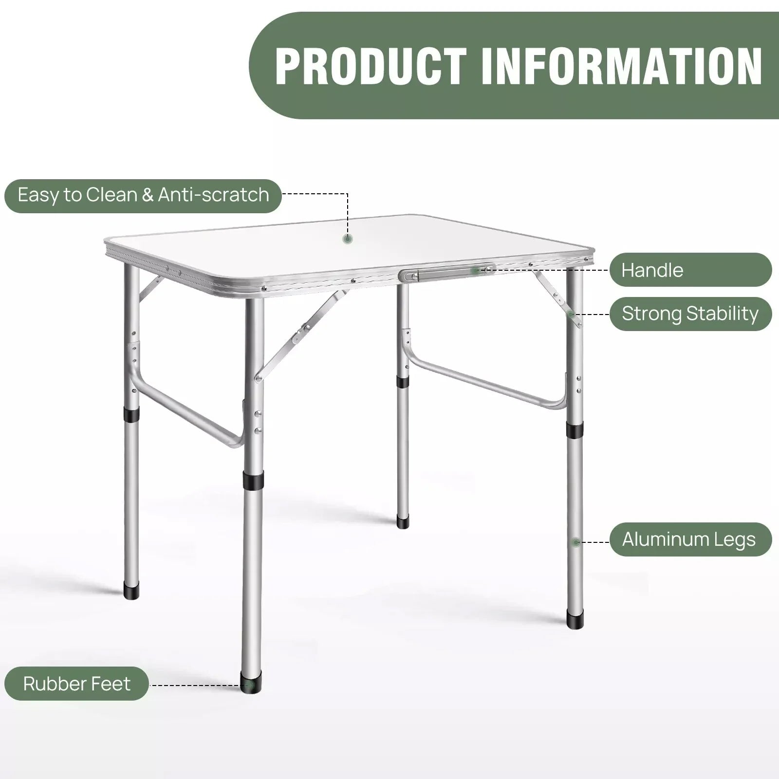 EFAN 2.5FT Aluminium Folding Table Portable Dining Party Kitchen BBQ Trestle Outdoor Tool for Camping Picnic Garden 75x55x70cm
