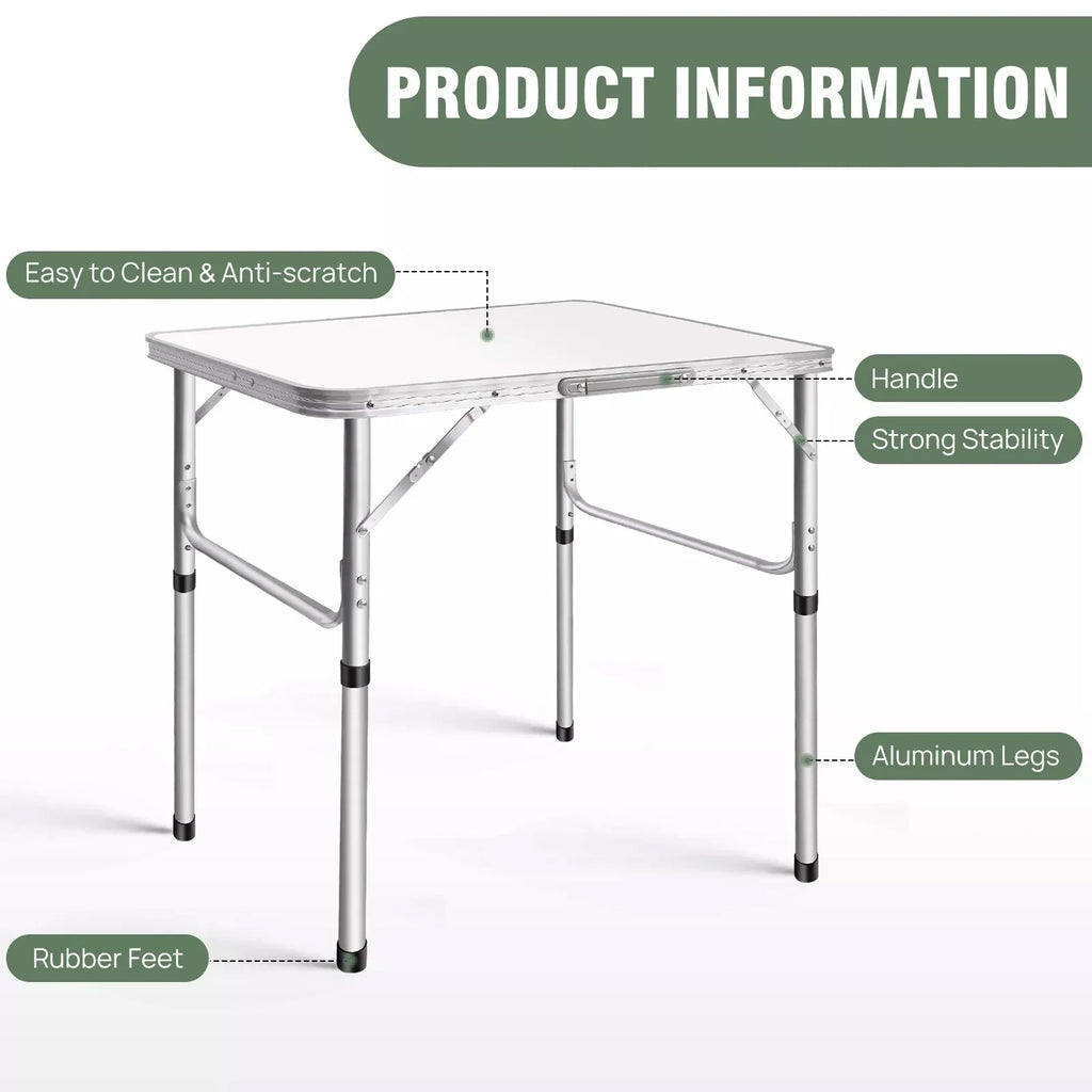 EFAN 2.5FT Aluminium Folding Table Portable Dining Party Kitchen BBQ Trestle Outdoor Tool for Camping Picnic Garden 75x55x70cm