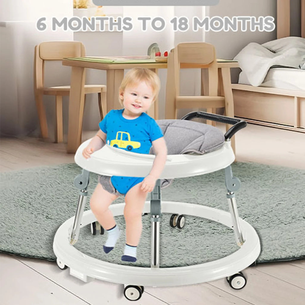 Baby Walker Foldable with 5 Adjustable Heights, Baby Walkers and Activity Center for Boys Girls Babies 7-18 Months, Baby Walker