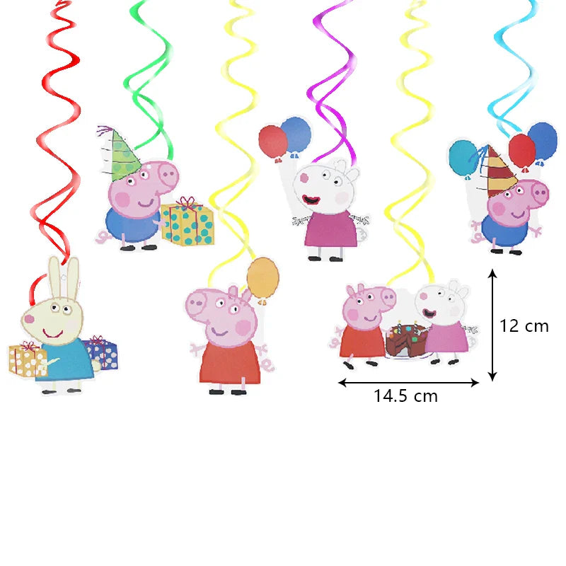 Peppa Pig Birthday Party Decoration Aluminum Foil Balloon For Kid Event Supplies Disposable Tableware Banner Backdrop Gift