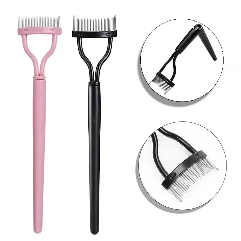 Eyelashs Brush Comb 1pc Eyelash Separator Metal Teeth Foldable Eye lash Curler Beauty Makeup Stainless Mascara Curl Make up Tool