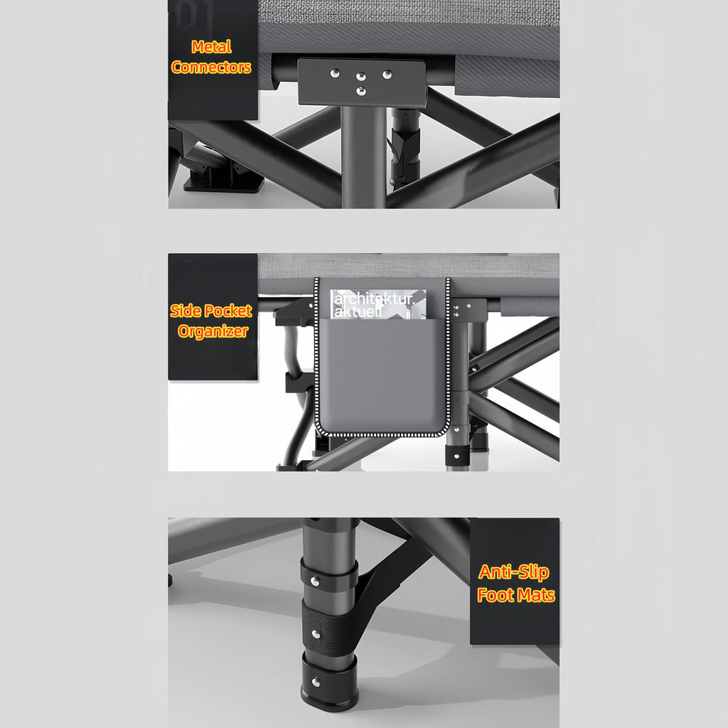 Portable Folding Camping Bed With Pillow - Heavy Duty Military Style Bed 190 X 67 X 48 Cm Lightweight Lounger Camping Garden