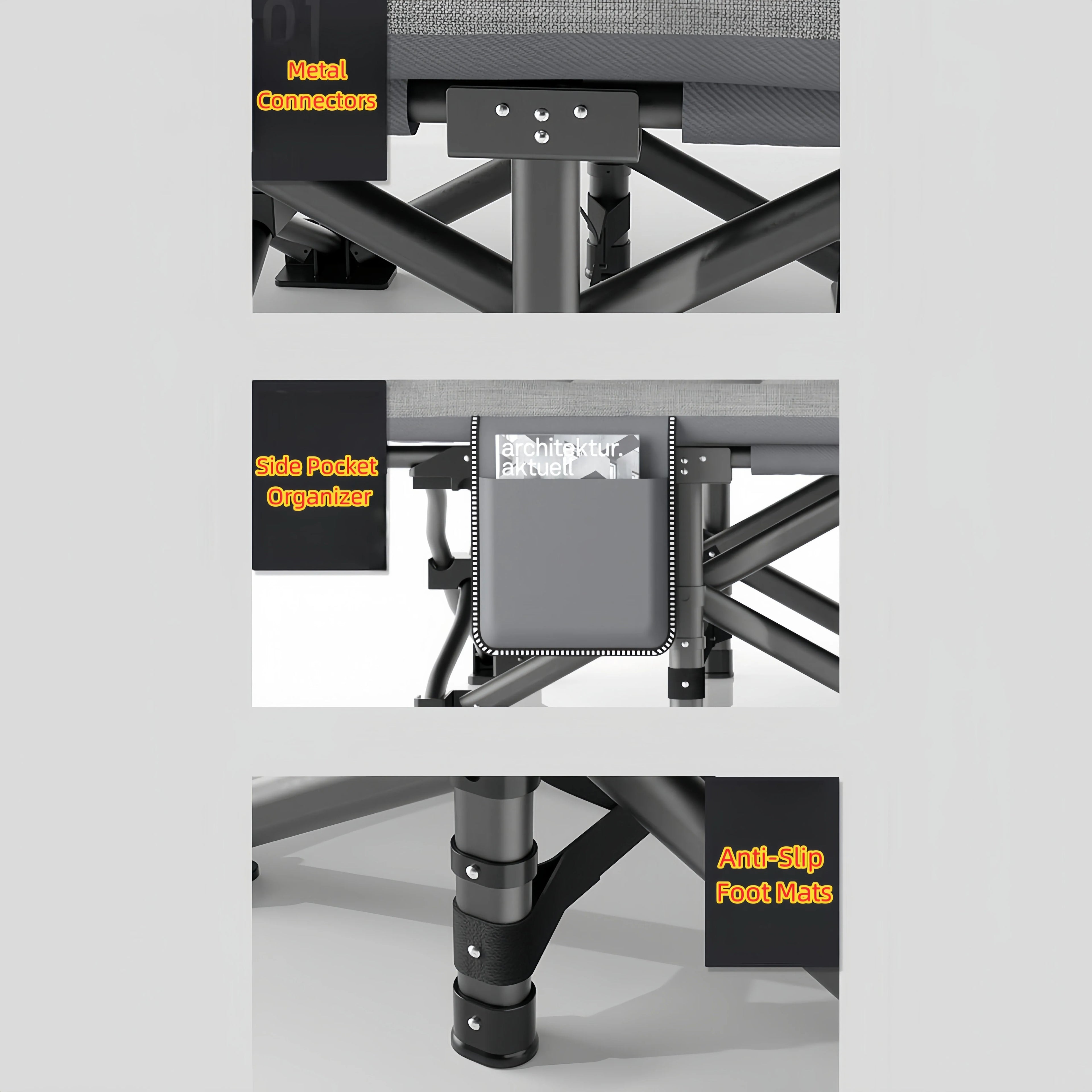 Portable Folding Camping Bed With Pillow - Heavy Duty Military Style Bed 190 X 67 X 48 Cm Lightweight Lounger Camping Garden