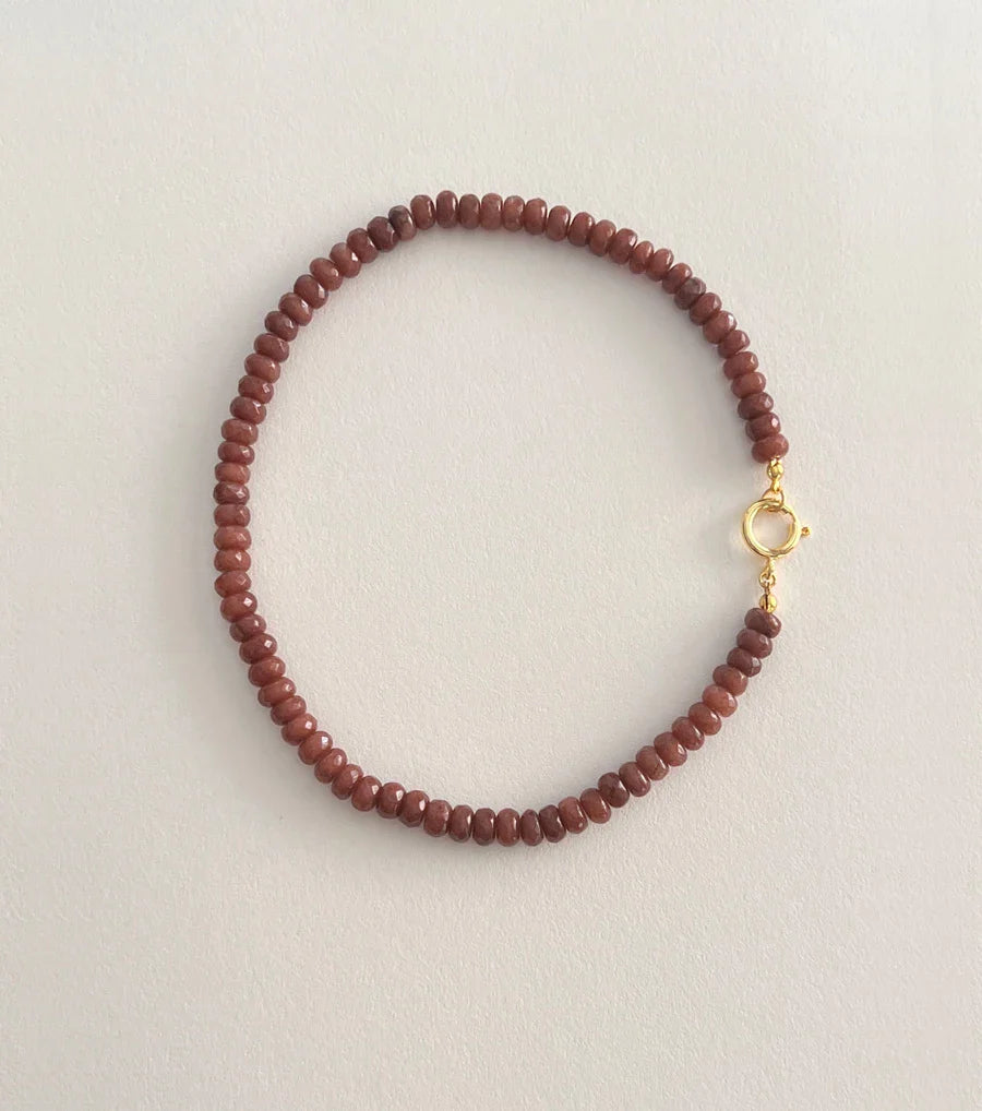 Colored Semi-precious Stone Fashion Necklace 5*8 Cut Natural Stone Beaded Necklace For women, Luxury Handmade  Jewelry