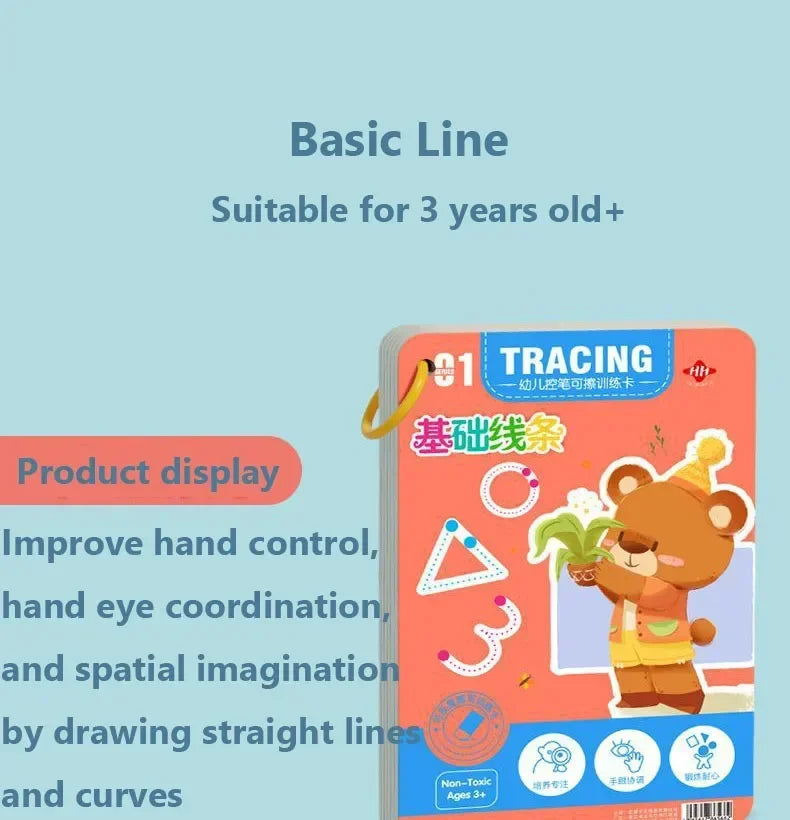 Magical Tracing Workbook Educational Montessori Books for Children Pen Control Training Reusable Calligraphy Copybook for Kids