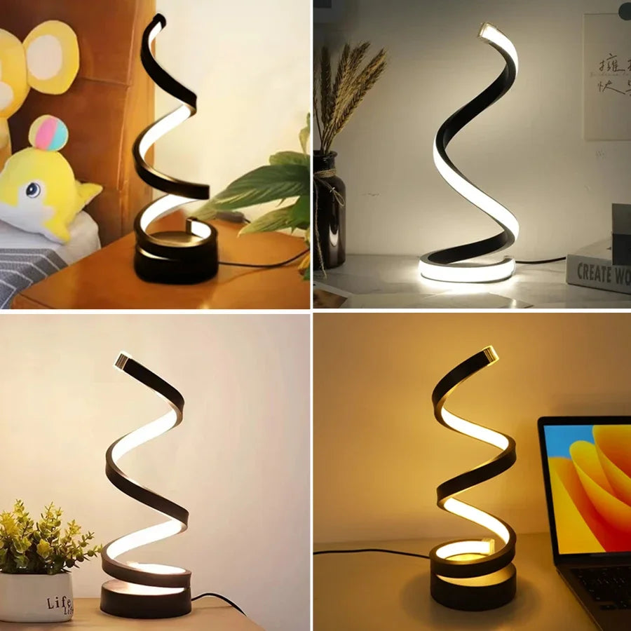 Table Lamps for Living Room,Modern Spiral Dimmable LED Table Lamp, Small Bedside Lamps, Nightstand Lamp for Bedroom Office Home