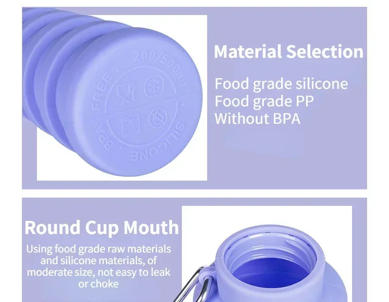 New Portable Silicone Water Bottle Retractable Folding Coffee Bottle Cups E Outdoor Travel Tools Collapsible Sport Bottles