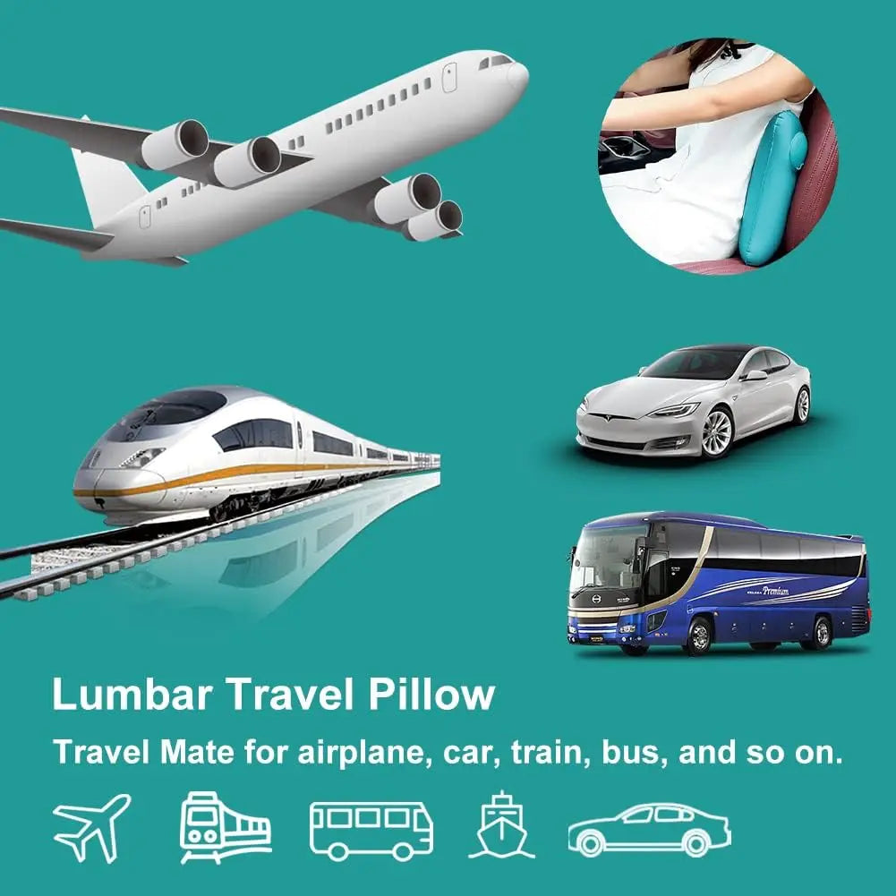 Inflatable Travel Nursing Waist Pillow, Blow Up Lumbar Body Back Support Pillow for Airplane Long Flight Journey Travel Airplane