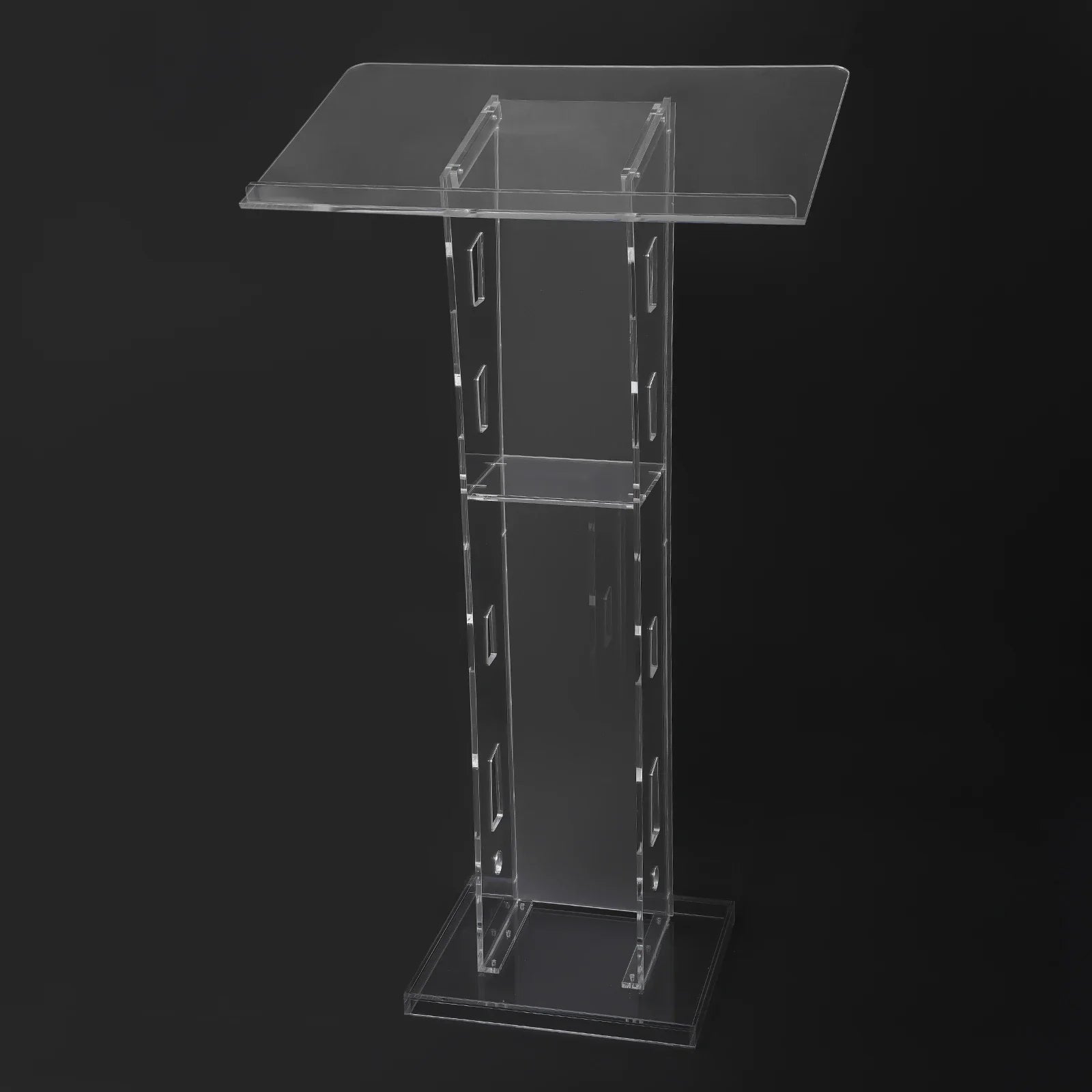 Acrylic Podium Floor Standing Clear Lecterns W/ Storage Shelf School Stand Desk Church Pulpit Office Lecture Table 43in H