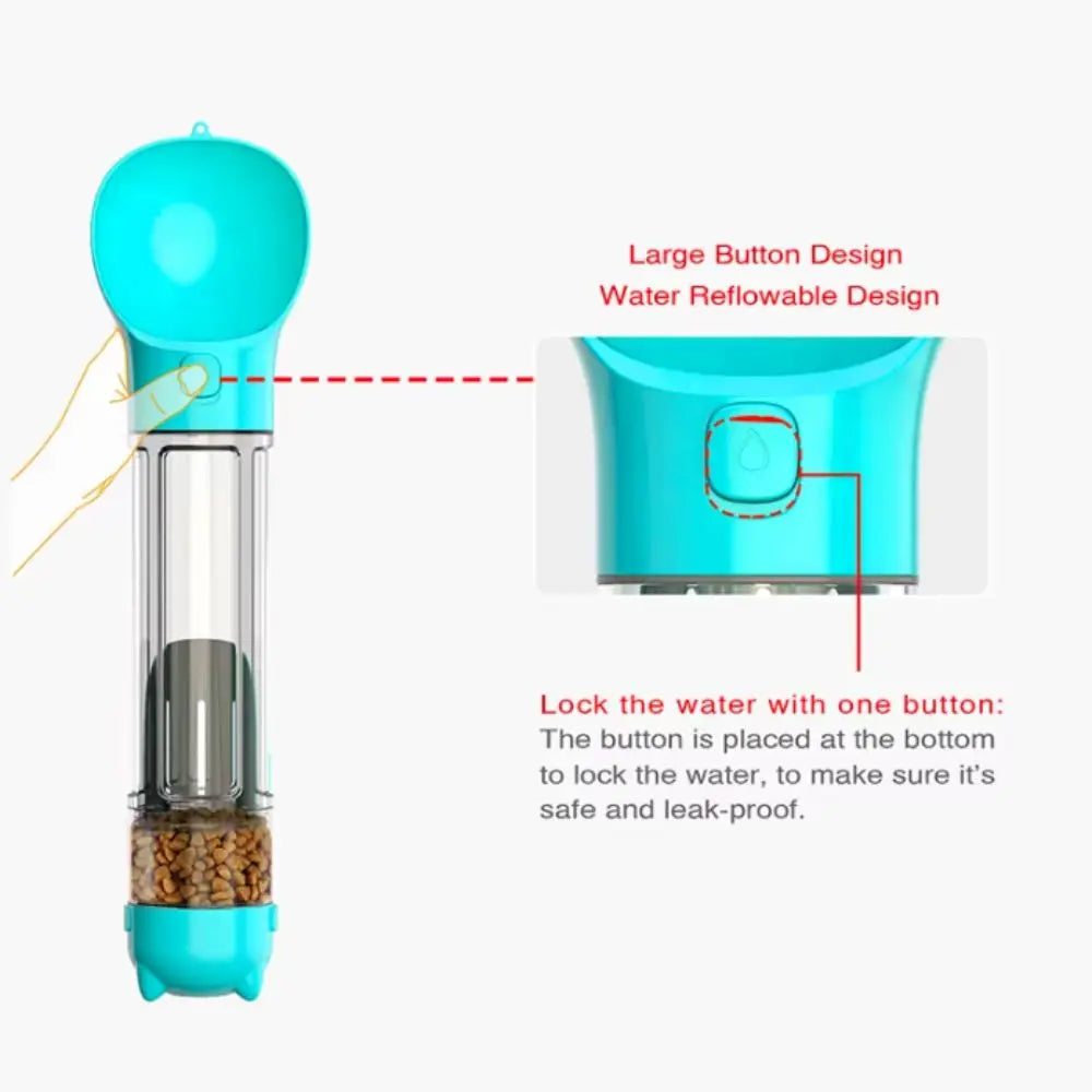 300/500ml Pet Water Food Dispenser 3 in 1 with Trash Bag Box and Shovel Pet Dog Water Bottle Leak Proof Dog Food Feeder