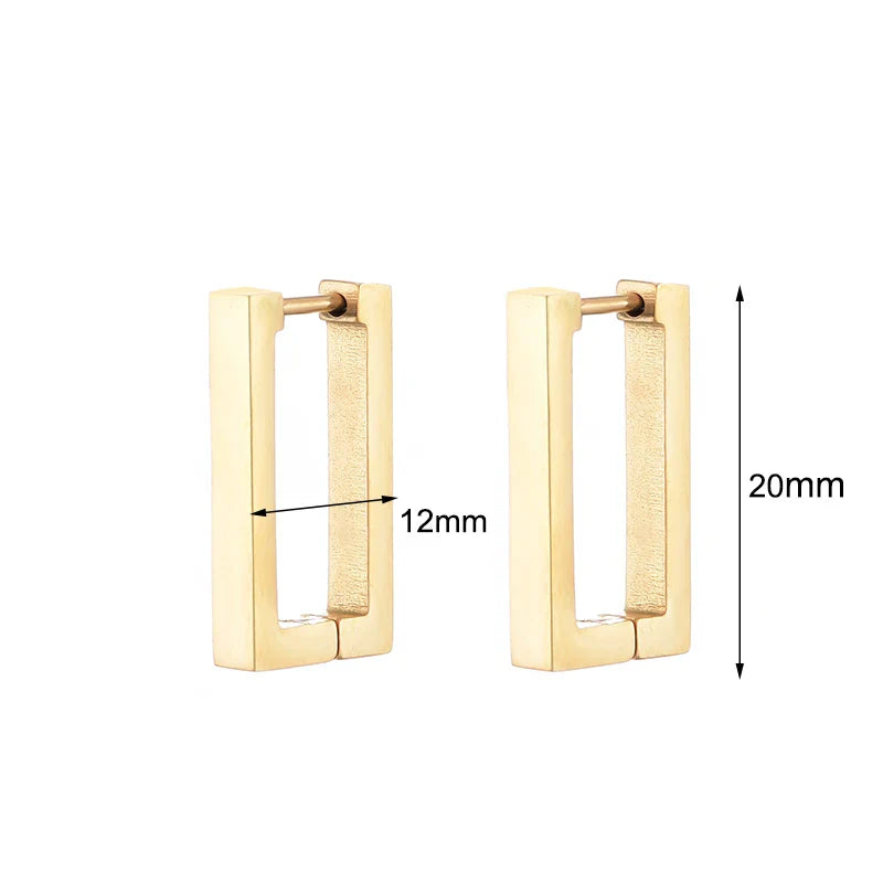 Classic Stainless Steel Hoop Earrings For Women Men Heart Star Oval Rectangle Round Triangle Gold Color Punk Hip Hop Jewelry