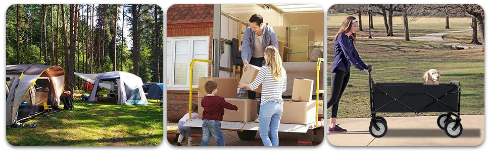 Beach Trolley on Wheels, Foldable Camping Trolley Cart Folding Collapsible Festival Trolley for Camping Garden Picnic Outdoor