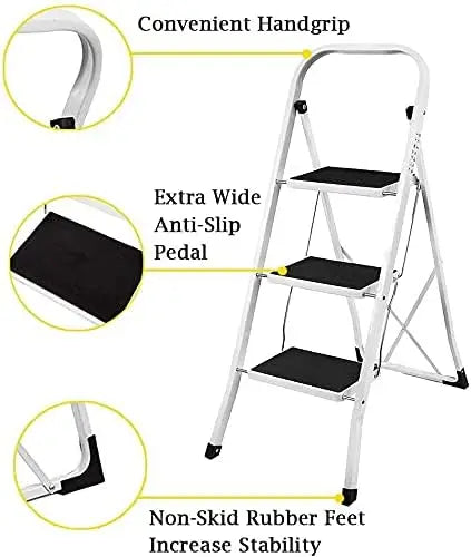 DayPlus Safety Folding Step Stool 2-4 Step Ladder Portable Foldable Stepladder Anti Slip Feet  for Indoor Outdoor Home Office
