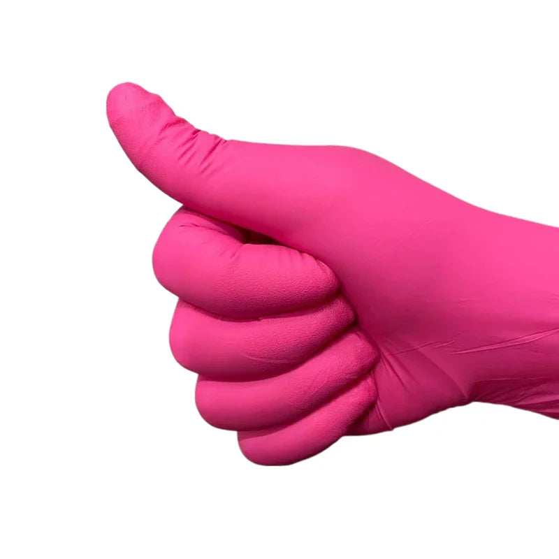 Fuchsia Nitrile Disposable Gloves Pink 20/50/100PCS Powder Latex Free Cleaning Gloves For Beauty Hair Dye Esthetician Nail Salon
