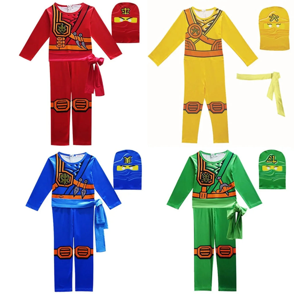 Leg Ninja Cosplay Superhero Jumpsuit Kids Anime Ninja Costume Fancy Party Dress Carnival Halloween Costume with Toy Fork