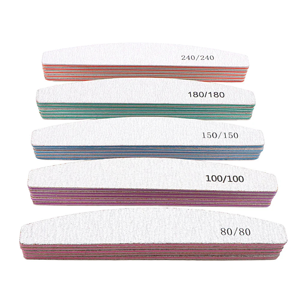 5/25Pcs/Lot Nail File Mix Color 80/100/150/180/240 Grit Professional Sandpaper Cuticle Remover Buffer Files Manicure Tool Set
