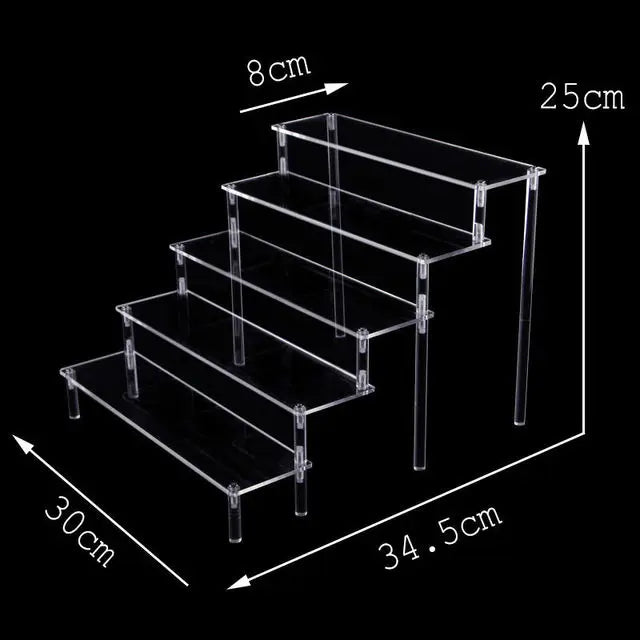 Acrylic Riser Display Stand Perfume Organizer Shelves for Amiibo Funko Figures Toys Cupcake Desserts Collection Cosmetic Jewelry