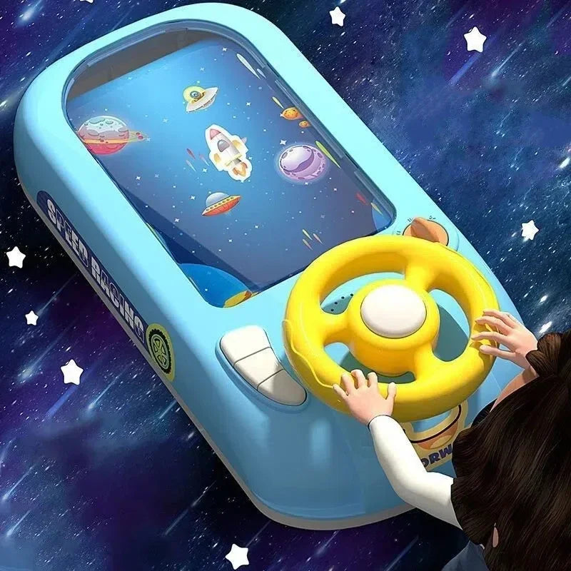 Kids Steering Wheel Driving Toy Dodge Vehicle Electronic Simulation Adventure Game with Music Sound Effects for Girl Boy