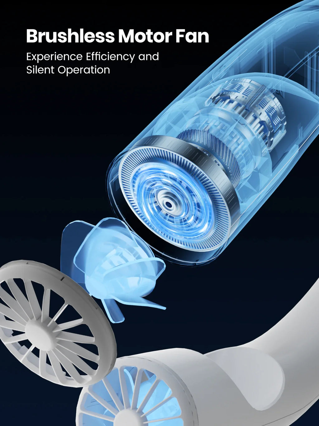 Warmco 10000mAh Portable Neck Fan 4-Speed Rechargeable Personal Fan 360° Cooling, 24H Runtime Wearable Fan for Office/Gym/Travel