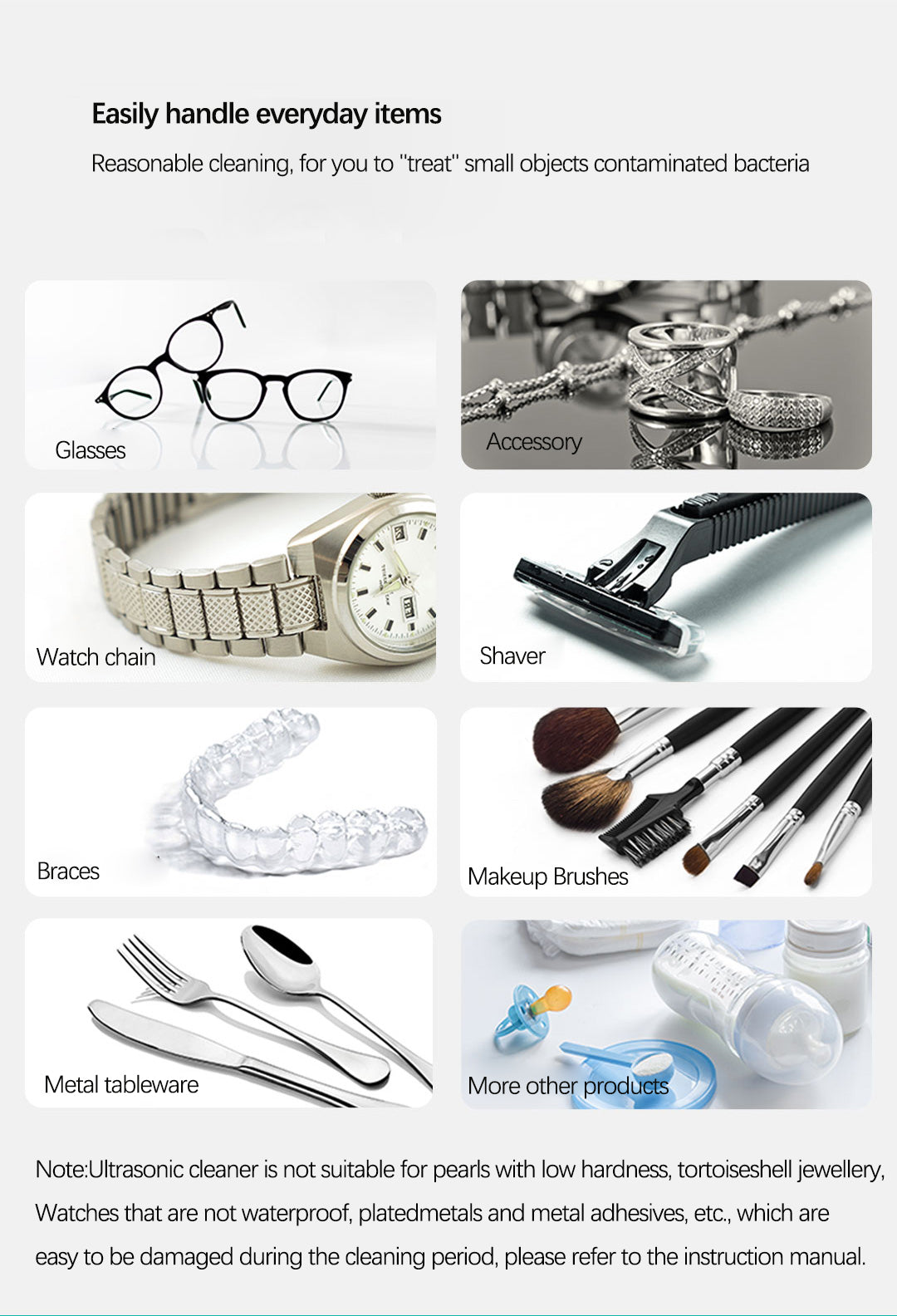 EraClean Ultrasonic Cleaner Pro Rechargeable Cleaning Machine 45000Hz High Frequency Vibration Cleaner Jewelry Glasses Watch