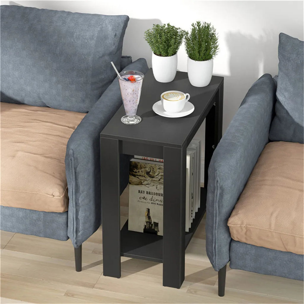 Modern Black Coffee Table Small Wood Narrow Sofa Side End Table Nightstand TV Stand Living Room Furniture