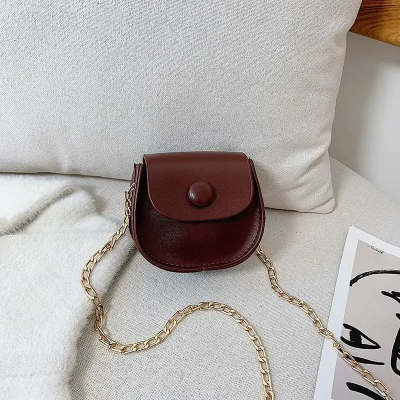 Fashion Kids Children PU Leather Shoulder Bag Lovely Baby Girls Mini Chain Coin Purse Cute Princess Crossbody Bags Small Wallet