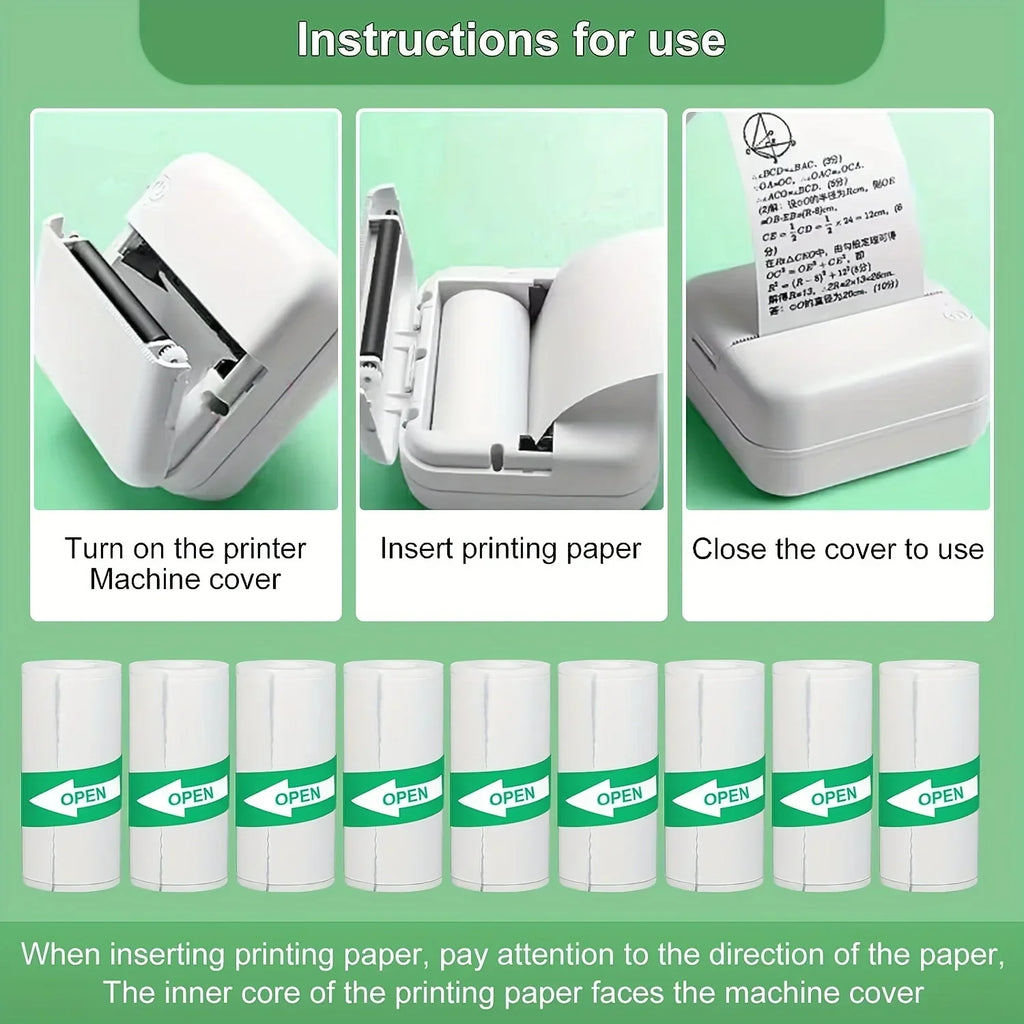 10Pcs Mini Printer Paper For peripage Self Adhesive Thermal Paper Printable Sticker Paper for Pocket Thermal Printer