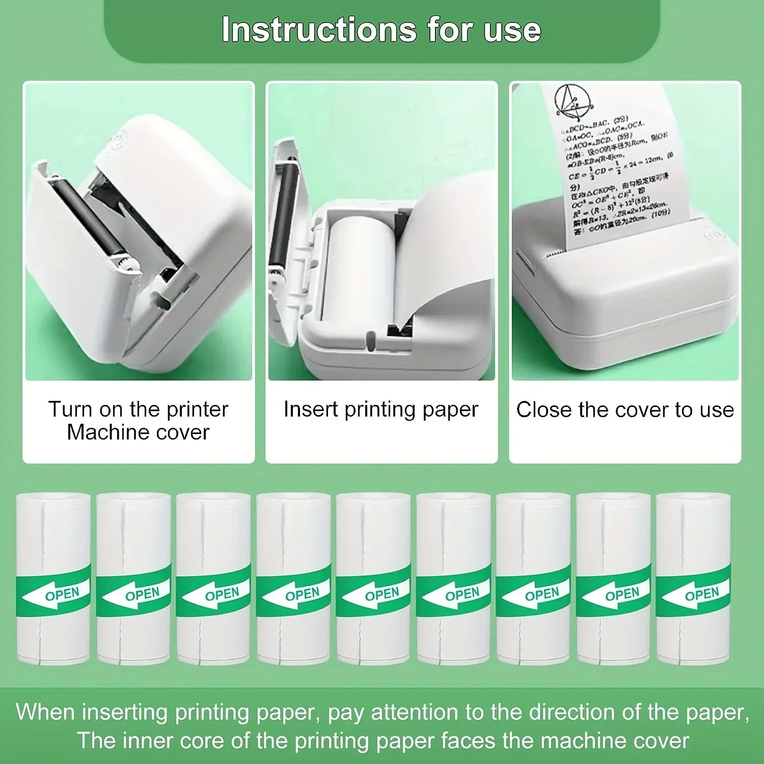 10Pcs Mini Printer Paper For peripage Self Adhesive Thermal Paper Printable Sticker Paper for Pocket Thermal Printer