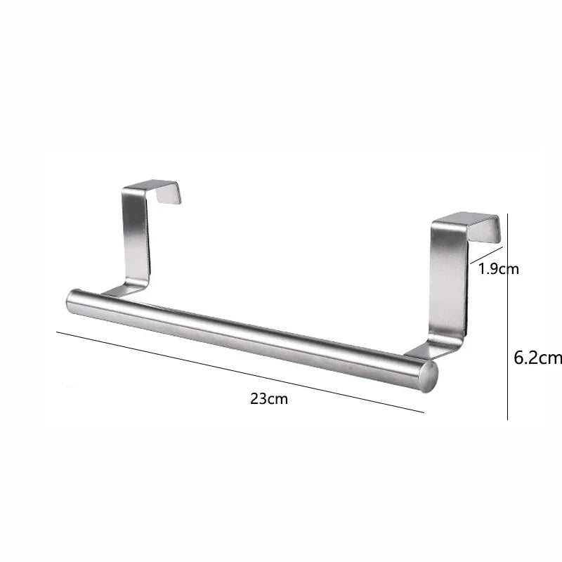 Kitchen Cabinet Door Towel Bar Stainless Steel Door Back Towel Hanging Holder Bathroom Punch-free Towels Hooks  Home Organizer