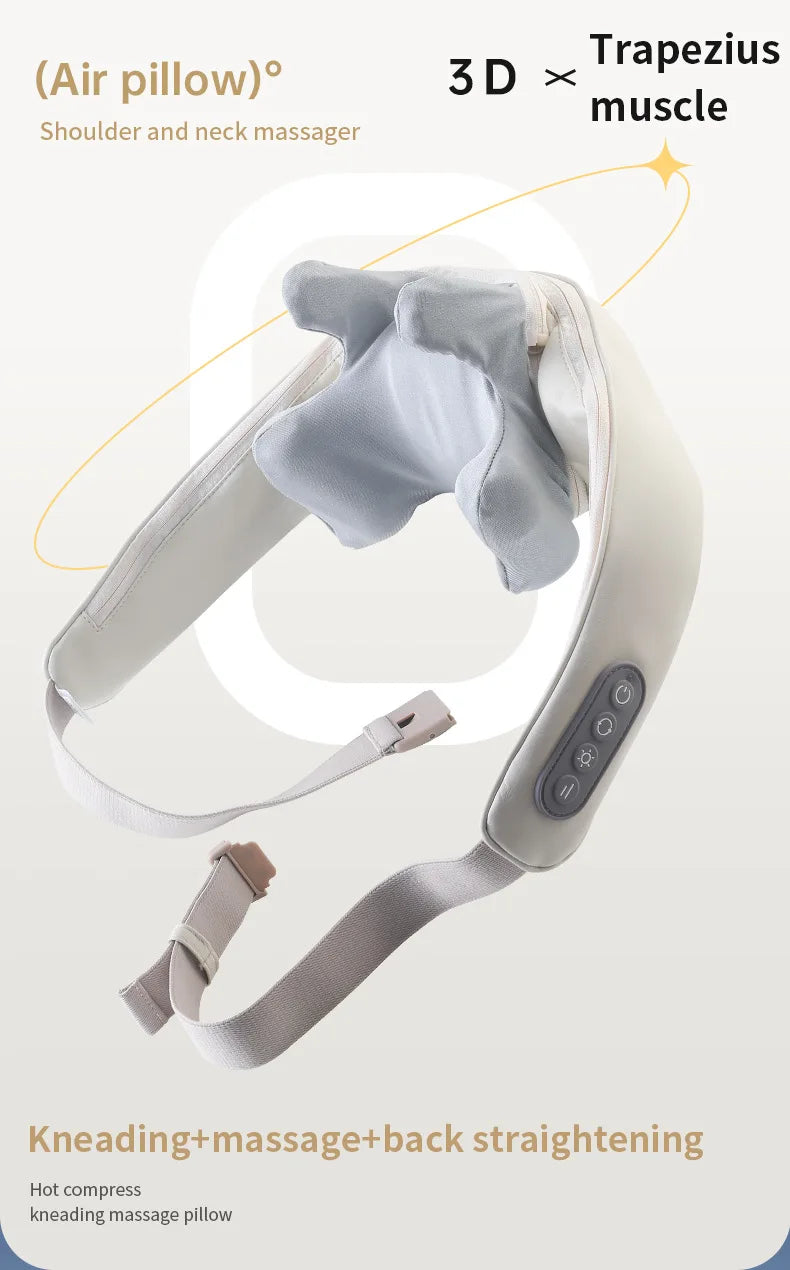 Wireless Neck And Back Massager Neck And Shoulder Kneading Massage Shawl Neck Cervical Relaxing Trapezius Massager