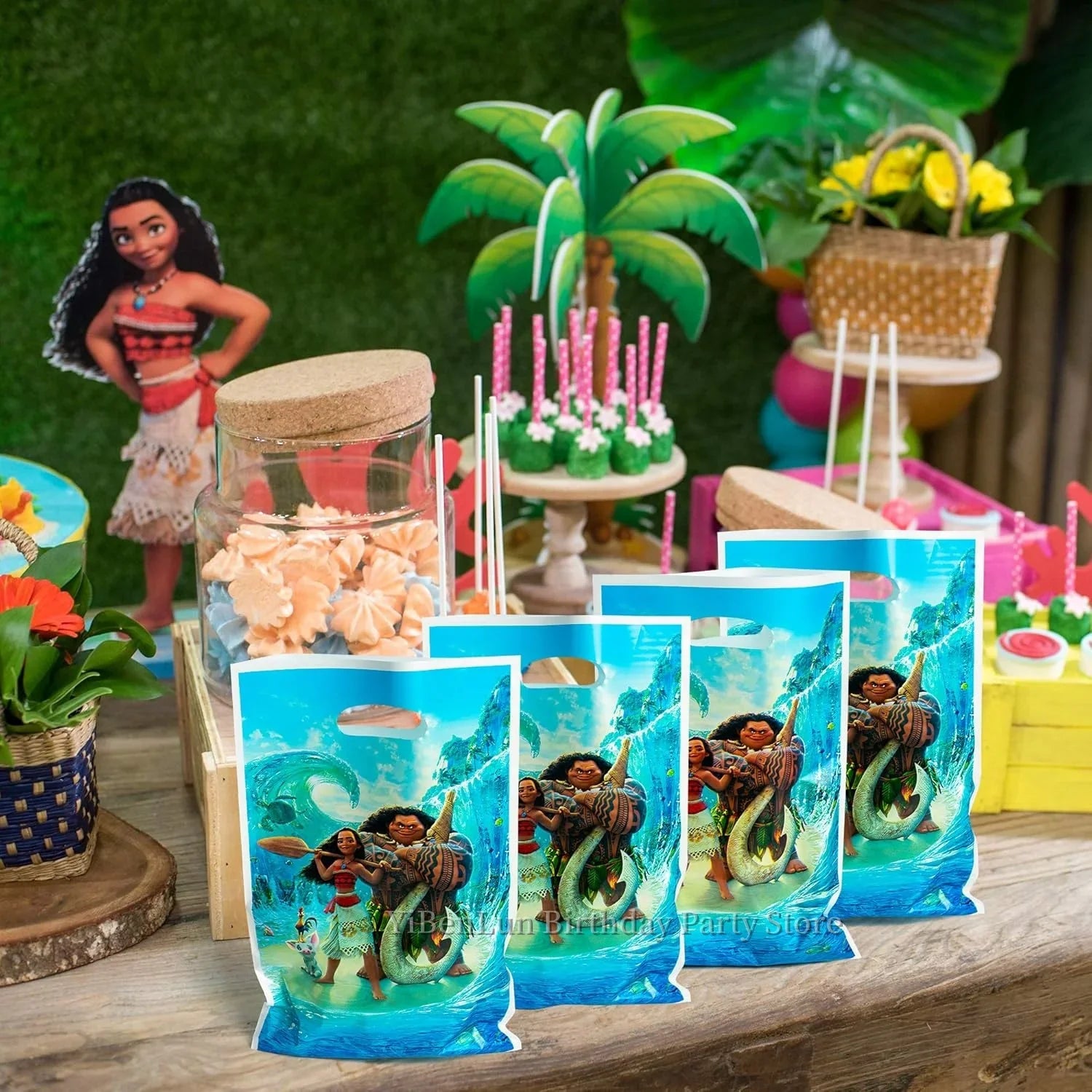 Disney Moana Gift Bags Birthday Party Decor Princess Goodie Bag Candy Gift Packaging Baby Shower Kid Girls Favors Party Supplies