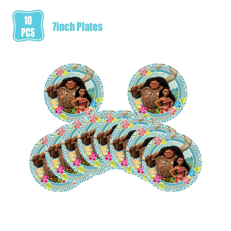 Moana 2 Birthday Party Decoration Supplie Vaiana Birthday Decoration Set Tableware Balloons Backdrop Plates Cups Baby Shower Toy