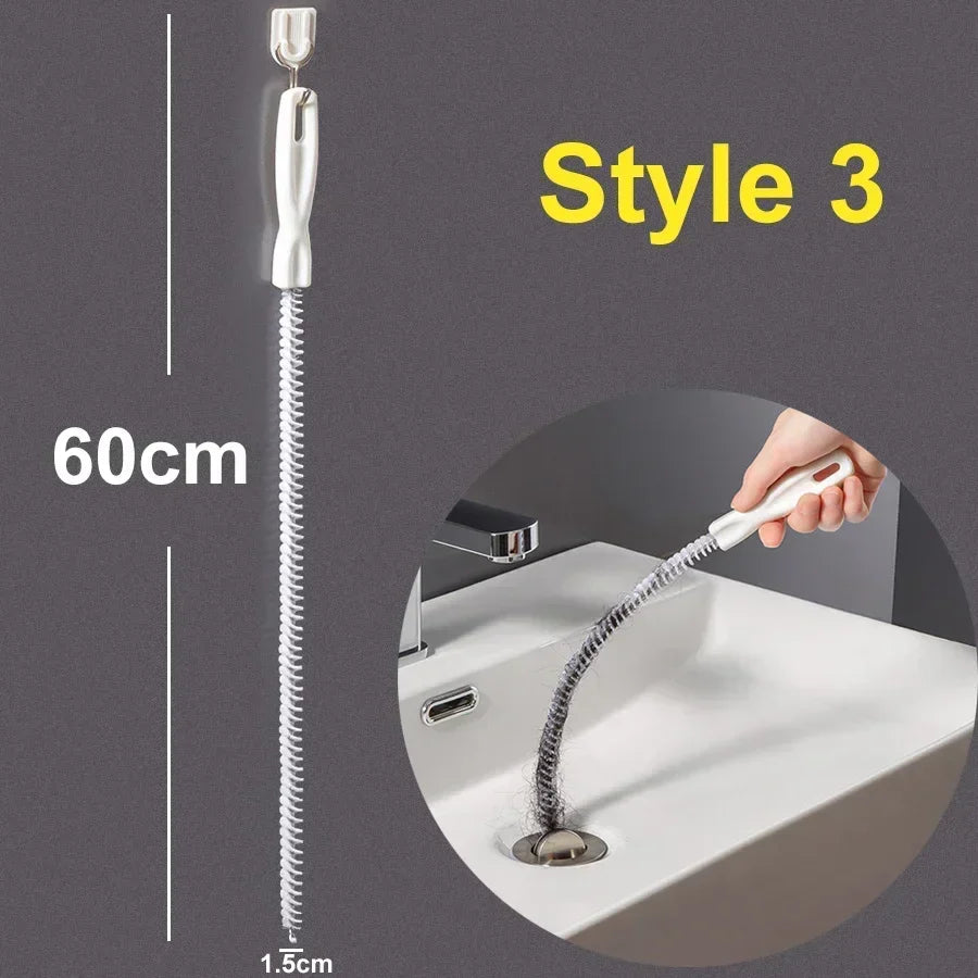 Flexible Long Pipeline Cleaning Brush Reusable Pipework Brush with Handle Dryer Vent Cleaning Kit for Bathroom Toilet Kitchen