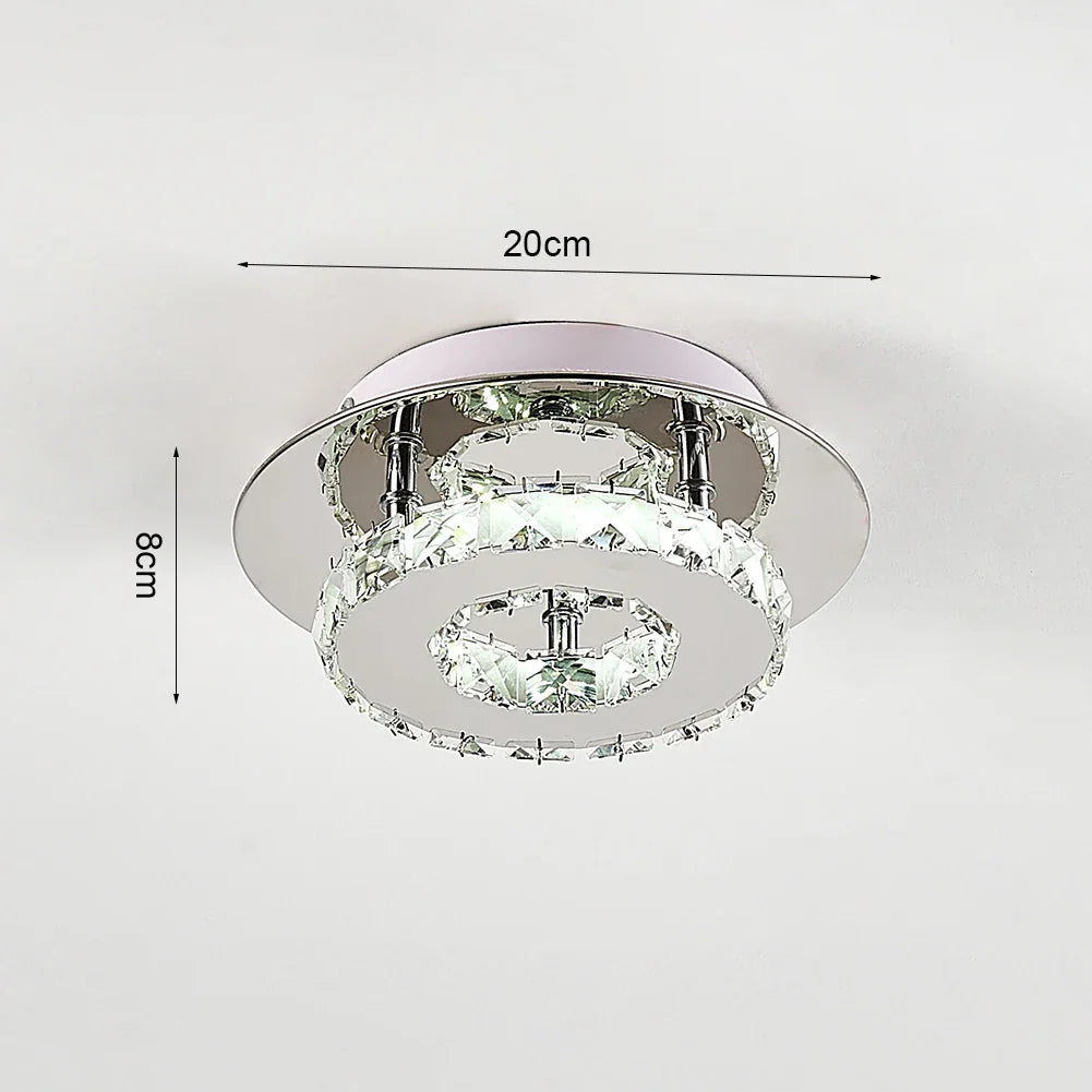 KOMORE Modern Small Crystal LED Ceiling Light, Square / Round for Office, Living Room, Bedroom, Kitchen, Hallway