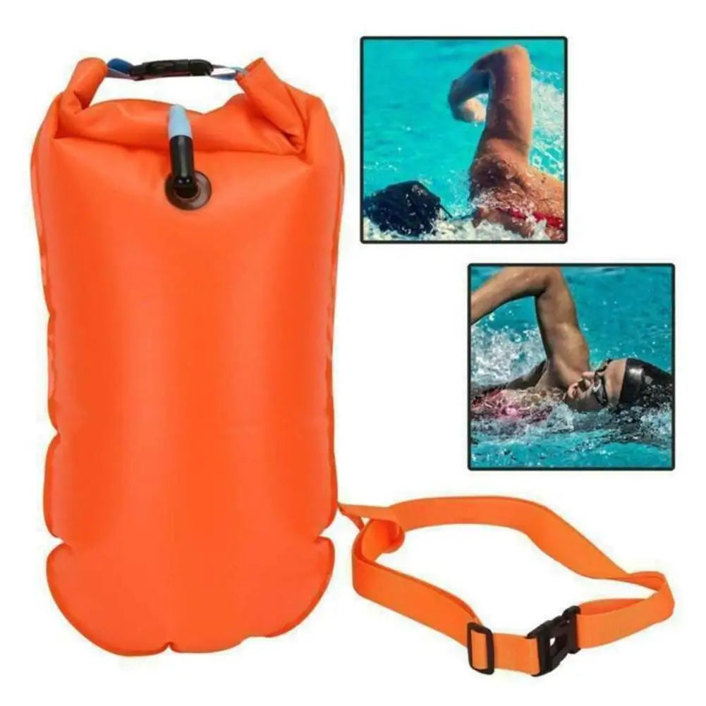 Inflatable Open Swimming Buoy Tow Lightweight Swimming Air Bag Storage With Waist Belt Water Sport Swimming Storage Float Tools