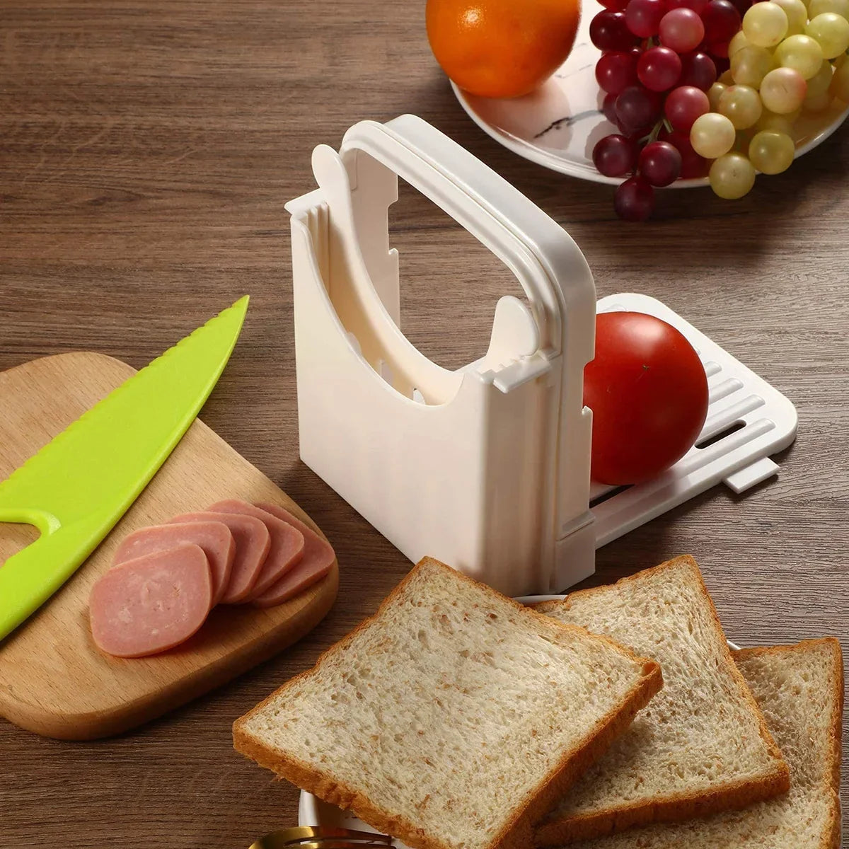 Foldable Toast Bread Slicer Adjustable Plastic Bread Cutting Tools Loaf Cheese Slicer Pastry Cutter Rack Kitchen Gadgets