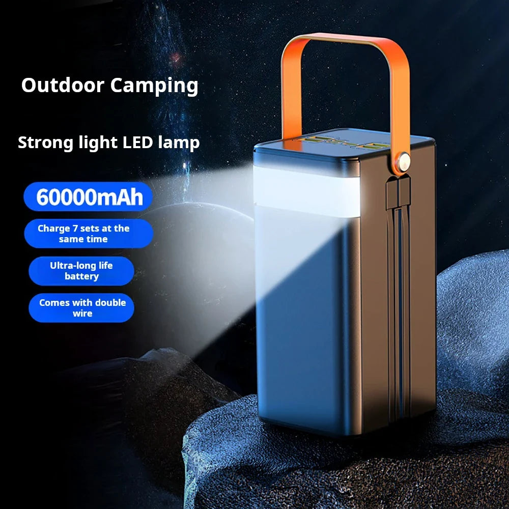 60000mAh Portable Power Bank - 120W Fast Charging Solar Generator for Camping Emergency Outdoor