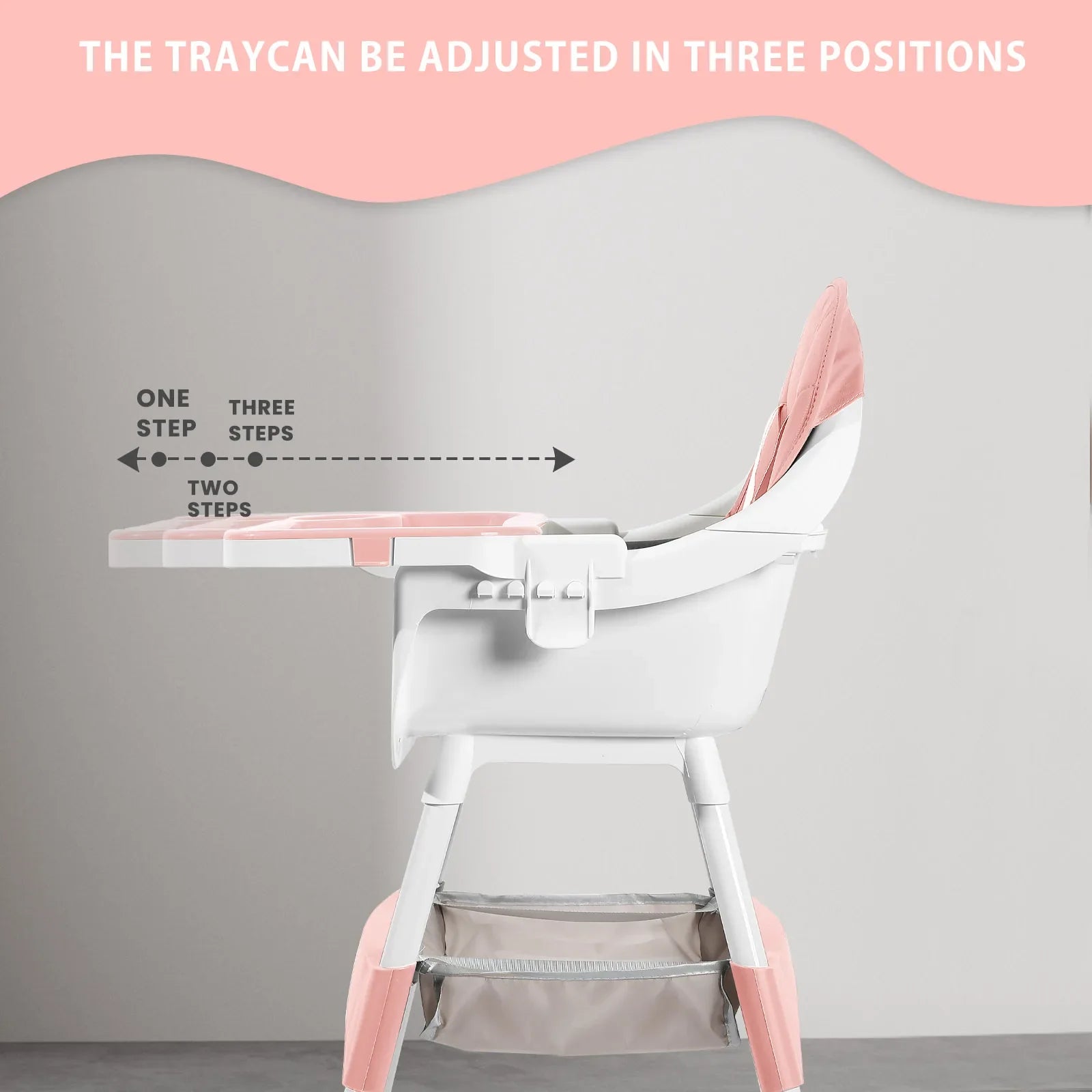 Baby High Chair, Portable Baby Dining Chairs Eat & Play Convertible High Chair with Double-Layer Dinner Plate and Toy Rack