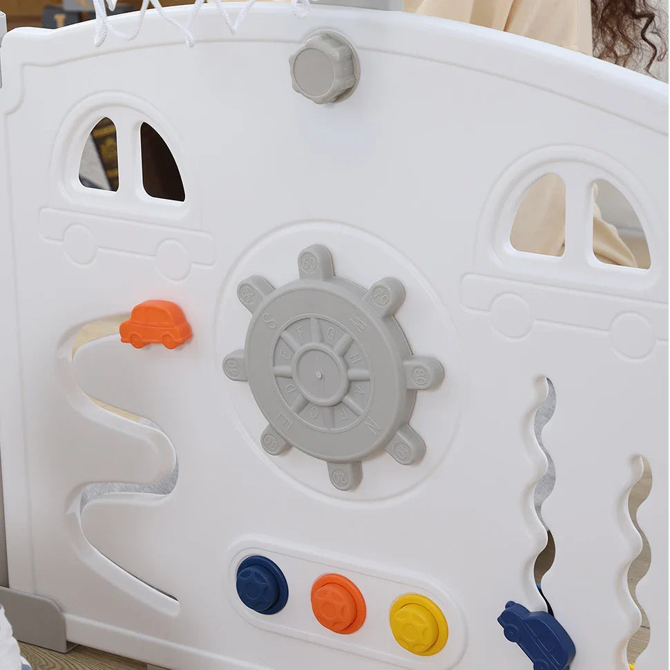 UBRAVOO Foldable Baby Playpen with Basketball Hoop & 50Pcs Coloured Pit Balls,  Toddler and Baby Play pen  fence, 14-Panel