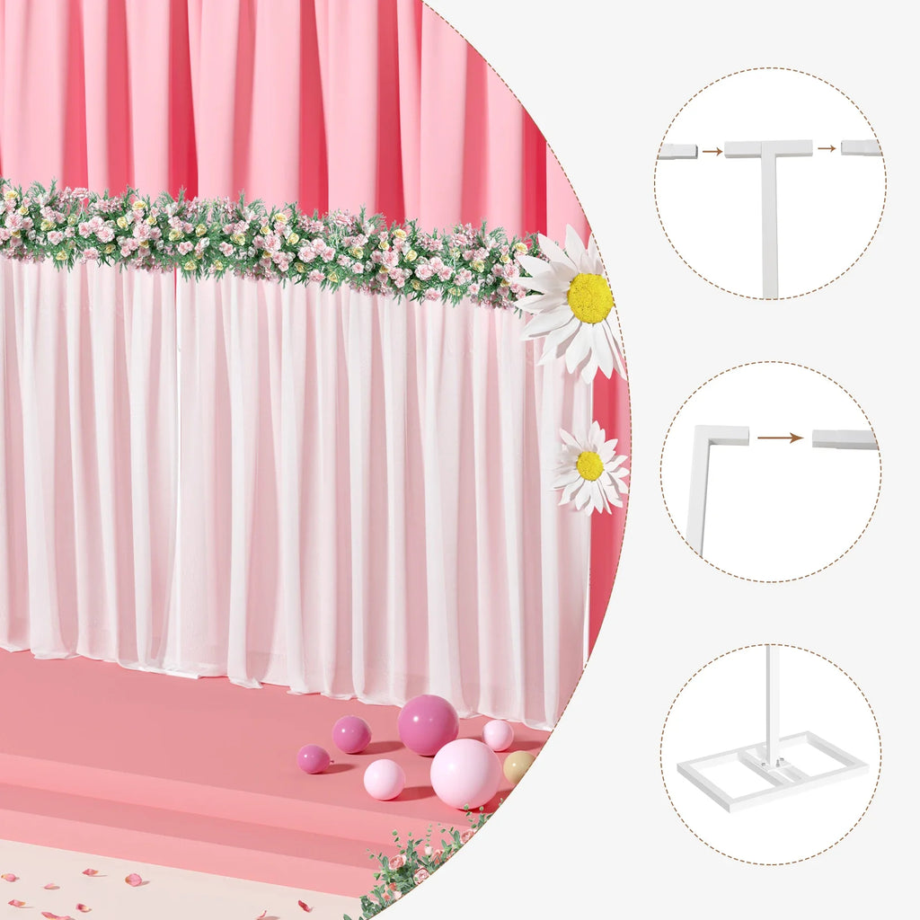Heavy-Duty Adjustable Backdrop Stand Kit, Drape Pipe Support Frame, Wedding Backdrop, 6m x 3m