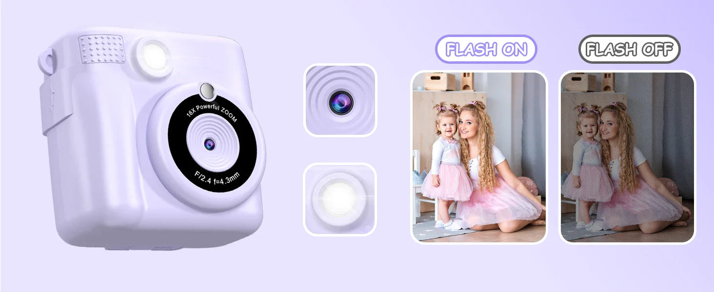 Gofunly Children's Instant Print Camera Thermal Printing Digital Camera 2.4" 1080P Camera Toy For 6-12 Years