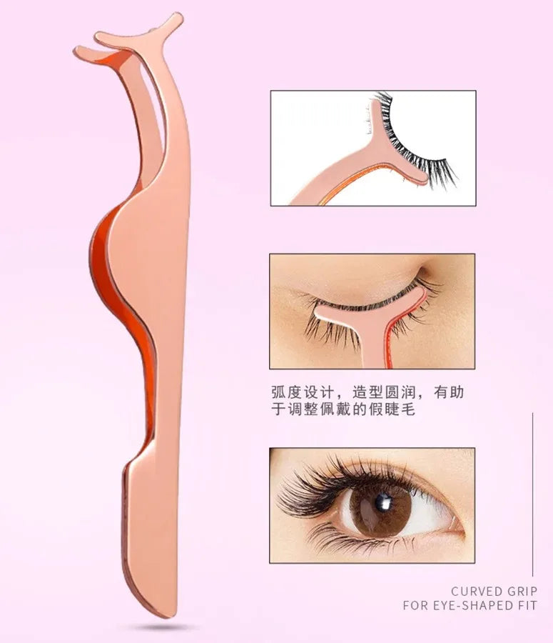 False Eyelash Tweezers Fake Eye Lash Applicator Eyelash Extension Curler Nipper Auxiliary Clip Clamp Makeup Forceps Tools supply