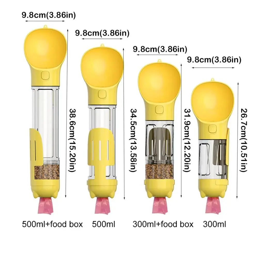 300/500ml Pet Water Food Dispenser 3 in 1 with Trash Bag Box and Shovel Pet Dog Water Bottle Leak Proof Dog Food Feeder