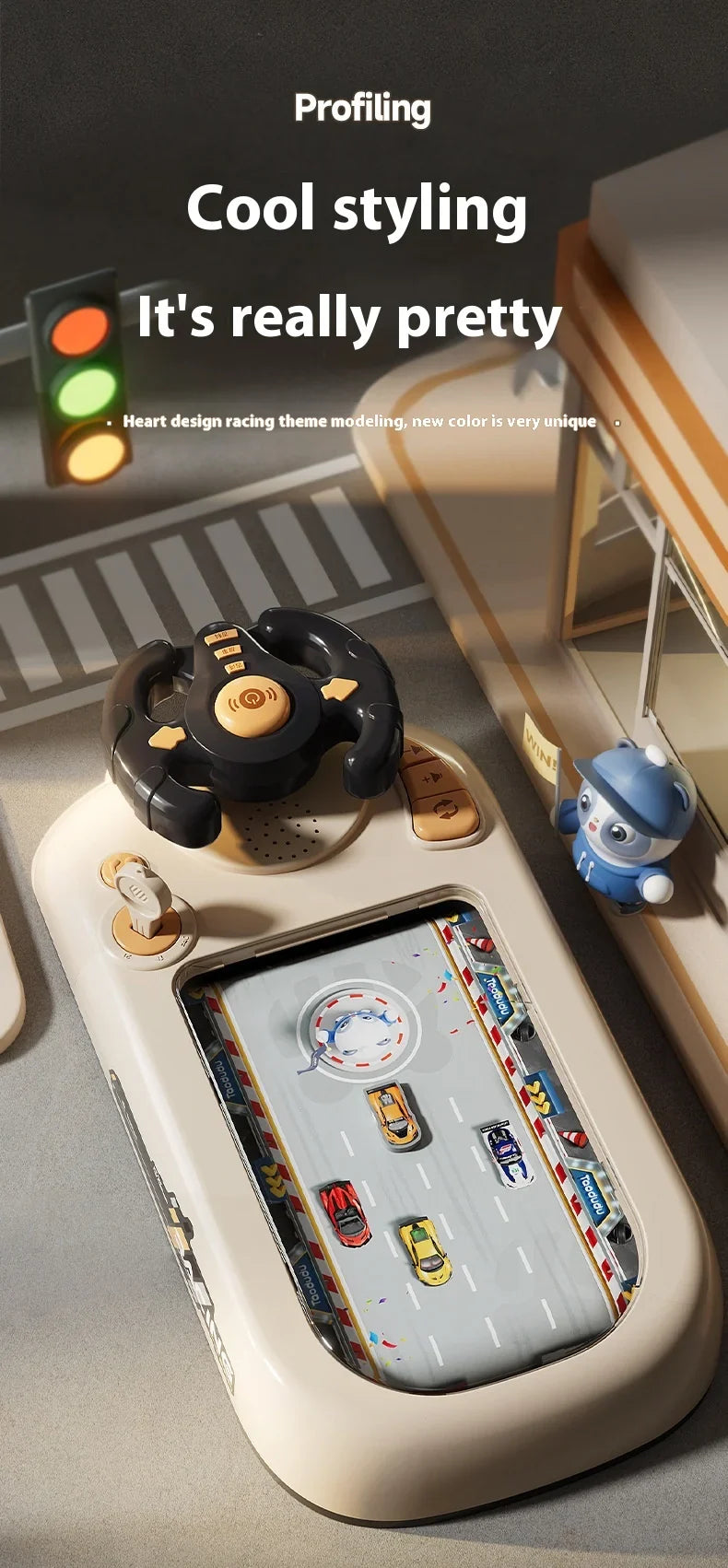 2024 Racing Adventure Children'S Steering Wheel Electric Desktop Game Console Evasion Simulation Driving Toy