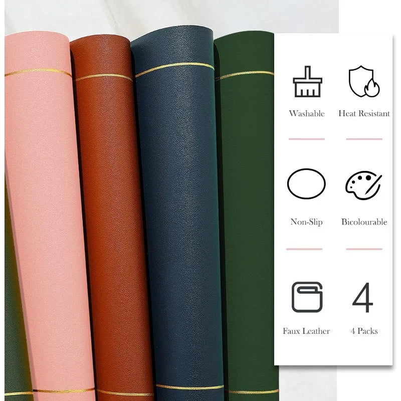 Table Leather Placemats Set of 1/4/6pcs,Washable for Dining,Heat-Resistant Non-Slip Insulation Waterproof Place Mats