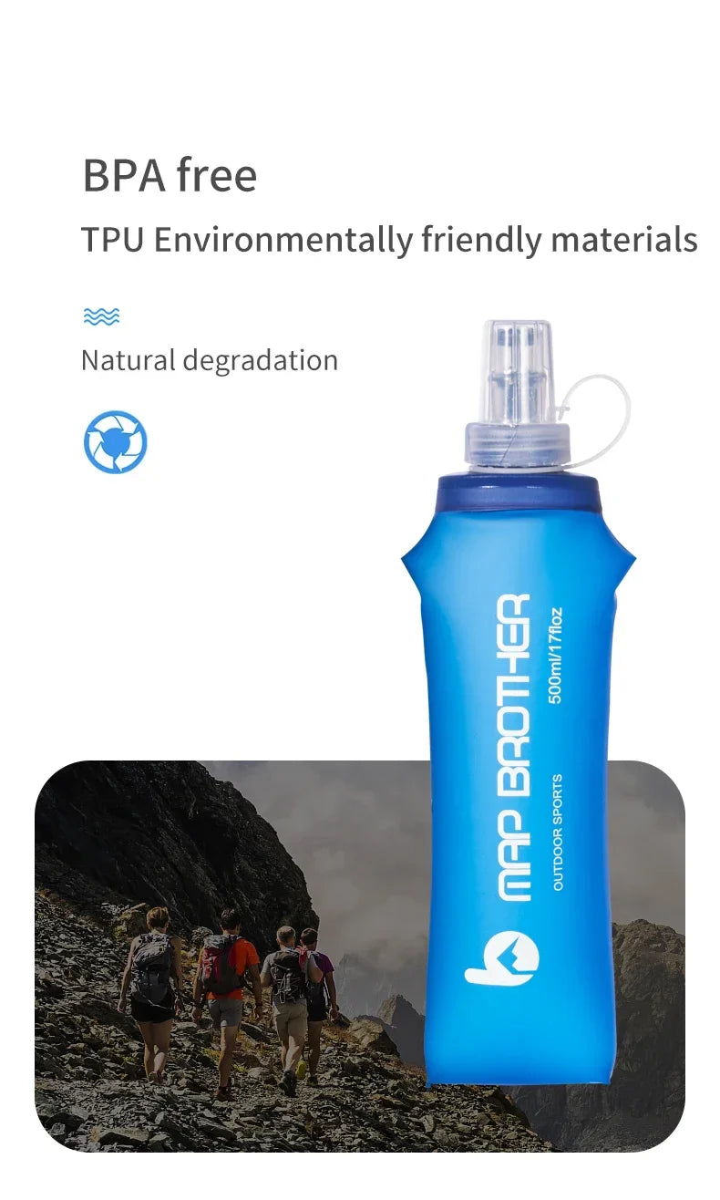 MAP BROTHER S001 S002 250ml 500ml Soft Flask Folding Collapsible Water Bottle TPU Free For Running Hydration Pack Waist Bag Vest