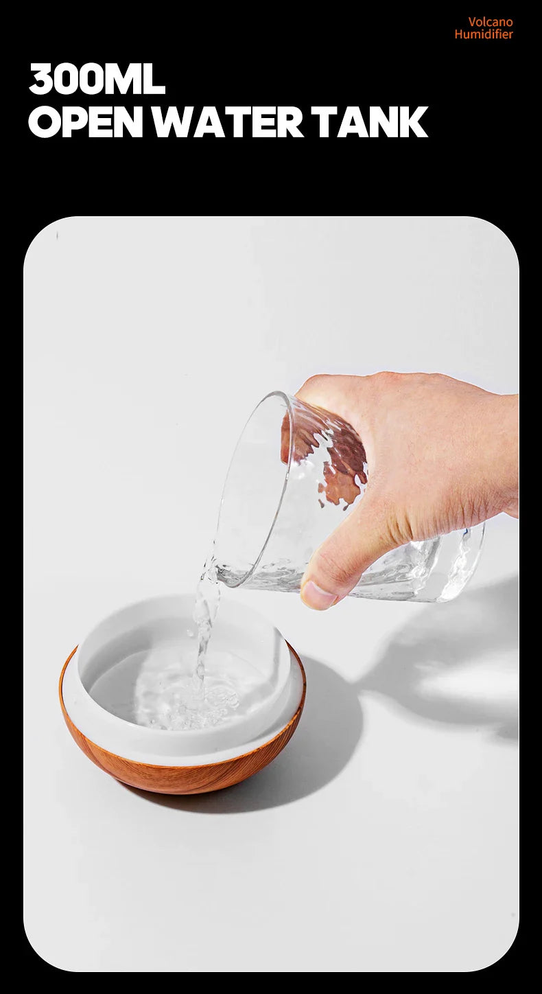 300ml Volcano Air Humidifier Desktop Electric USB Humidificadore Water Mist Diffuser Purifier Air Freshener With 7 Colors Night