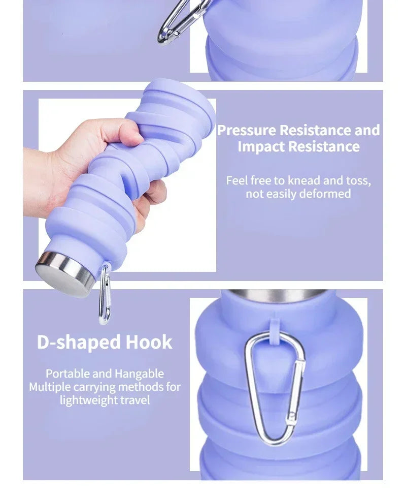 New Portable Silicone Water Bottle Retractable Folding Coffee Bottle Cups E Outdoor Travel Tools Collapsible Sport Bottles